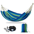 CHULIM Brazilian Double Hammock with Tree Straps,Extra Large 240x160cm,2 Persons Hammock for Backyard Patio Outdoor and Indoor,450lbs Weight Capacity,Soft Woven Cotton Fabric - color: Blue Green Stripe