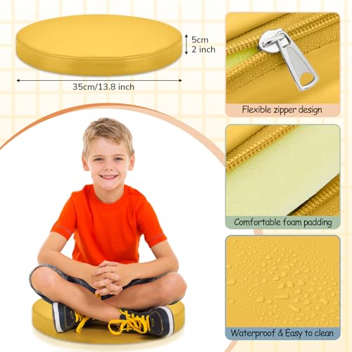 Juexica 8 Pcs Extra Thick Flexible Seating Floor Cushion Assorted Colored Floor Pillow Classroom Seat Cushion Soft Classroom Seating for Kid Learning(Boho Color,13.8 x 13.8 x 2 Inch,Round) - color: Boho Color