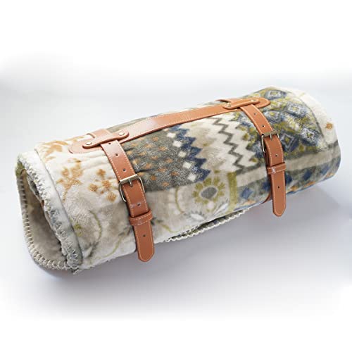 PU Leather Handle Outdoor Picnic Blanket Carry Strap Camping Travel Rug Carrier Blanket Motorcycle Tour Yoga Mat Luggage Belt (Light Brown) - color: Light Brown