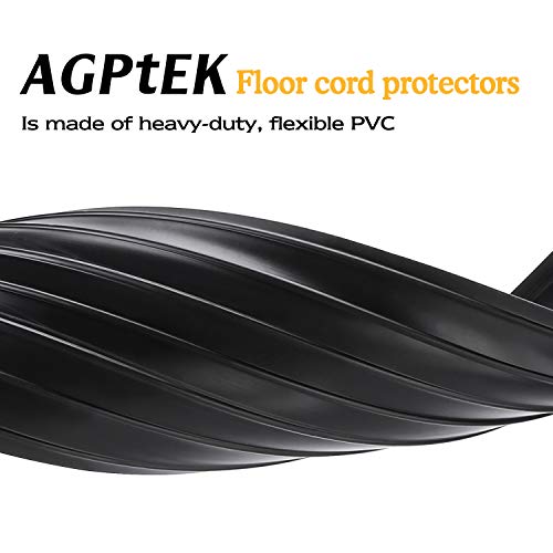 AGPTEK Heavy Duty Floor Cable Cover Cable Protector, 6.5 Ft Floor Cord Protector 3 Channels Floor Cord Cover (Mid Channel 0.62") Contains Cords, Cables and Wires, Good for Office, Home, or Outdoor - color: Black-B