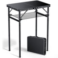 Anbte 2ft Folding Camping Table Max 29.5", 3 Adjustable Height Aluminum Small Folding Table with Storage Net & Portable Handle, Lightweight, for Travel Outdoor Beach Picnic Camp, 23.2" x 16", Black - size: 24"l X 16"w X 29.5h"