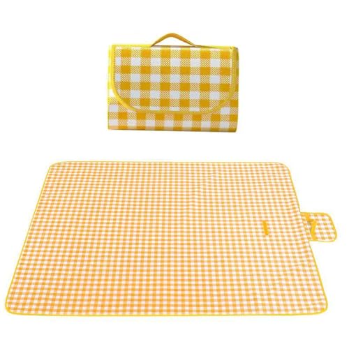 Super large Portable Thin Waterproof Beach Blanket, Suitable for Outdoor Camping use, 78x78 inch Foldable Outdoor mat, Suitable for Camping, Parks, Families, Adults, Children, and Pets (Yellow XXL) - color: Yellow