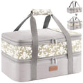 Lifewit Insulated Double Decker Casserole Carrier, Expandable Lasagna Lugger Tote Bag for Hot or Cold Food, Fits 9" x 13" Baking Dish for Potluck Parties, Picnic and Cookouts, Grey-Flowers - color: Grey-Flowers