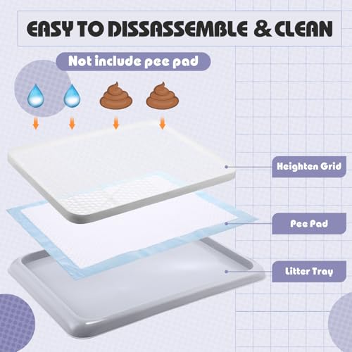 Mifoci Dog Training Pad Holder with Mesh Tray Non-Slip Leak Proof Puppy Potty Tray for Small Medium Large Dogs Pee Pad Holder Easy Clean Indoor Bathroom(19.69 x 14.17 Inch) - size: 19.69 x 14.17 Inch