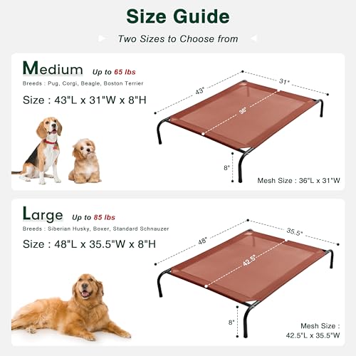 Love's cabin Elevated Cooling Dog Bed for Large Dogs, Portable Indoor & Outdoor Raised Pet Dog Cat Cot, Durable Summer Frame with Breathable Mesh, Terracotta, 48 inches - color: Terracotta