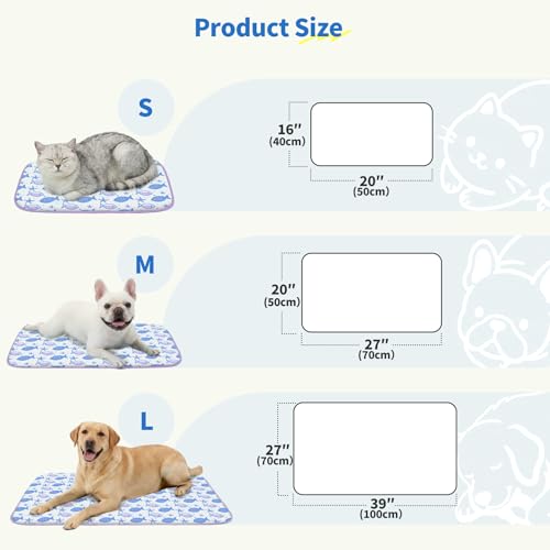 NWK Pet Cooling Mat for Large Dogs -Q-Max>0.345 Ice Silk Cooling Mat for Dogs & Cats Portable & Washable Pet Cooling Blanket, Car Seats, Beds for Summer (Purple Fish, 39'' X 27'' X 0.3'') - color: Purple Fish, size: Large (39'' X 27'' X 0.3'')