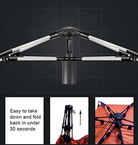 Oileus X-Large 4 Person Beach Tent Sun Shelter - Portable Sun Shade Instant Tent for Beach with Carrying Bag, Stakes, 6 Sand Pockets, Anti UV for Fishing Hiking Camping, Waterproof Windproof, Orange - color: Orange