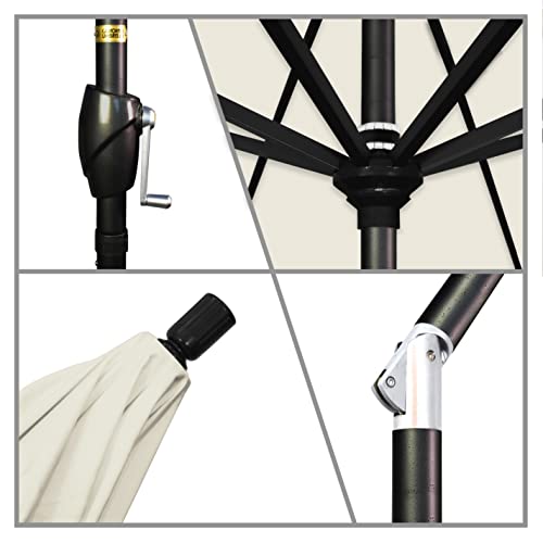 California Umbrella GSPT908302-5453 9' Round Aluminum Market, Crank Lift, Push Button Tilt, Black Pole, Sunbrella Canvas - color: Canvas