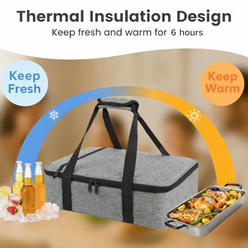 Reusable Insulated Lunch Bag for Women & Men, Large Thermal Food Storage Tote for Hot & Cold Meals, Foldable Meal Prep Bag Fits 9x13 Containers, Leakproof Lunch Box for Work, Picnic, Travel, Black - size: Upgrade Gray (Cationic Fabric)