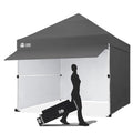 CROWN SHADES 10x10 Commercial DURAGRID Pop Up Canopy Tent with Fast Clip, 4 Removable Sidewalls, 1 Extended Awning, 2 4" Wheels, 4 Sandbags, 4 Adjustable Heights for Outdoor Events, Parties, Blue - color: Gray