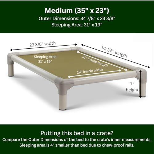 Kuranda Chewproof Elevated Pet Bed - Almond PVC - 35" x 23" - Cordura Nylon - Gold - color: Gold, size: 35" x 23" - Almond PVC