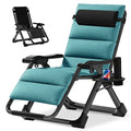 NAIZEA Padded Zero Gravity Chair, Folding Outdoor Lounge Chairs, Adjustable Reclining Camping Chairs with Cup Holder, Ergonomic Patio Lawn Chair for Balcony Beach Deck Yard - color: Green, style: Zero Gravity Chair