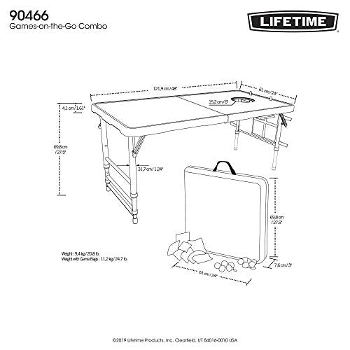 Lifetime Heavy Duty Cornhole, Ladder Golf Game and Table Combo Set