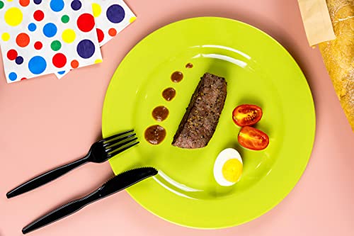 POSATE Plastic Plates Disposable 60 PCS, Heavy Duty 30 Dinner Plates 10.25" and 30 Dessert Plates 7.5" for Party, Green - color: Green