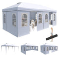 EROMMY 10x20 Heavy Duty Pop Up Canopy Tent with 6 Removable Sidewalls, Waterproof UV50+ Gazebo with Mosquito Netting, Easy Setup Instant Shelter for Backyard, Party, Wedding & Commercial Use, White - color: White, size: 10’x 20’