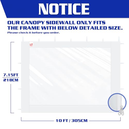 FANPAT 3Pcs Clear Canopy Sidewalls for 10x10 Pop Up Tent, Transparent Window Curtain Cloth, 8 Mil PVC Enclosure Fabric with Zipper, Black (Not Including Frame and the top,Sidewalls ONLY) - color: Black