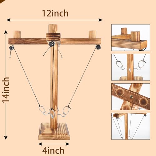 Ring Toss Game for Adults, Wooden Hook and Ring Game, Tabletop & Yard Games for Indoor Outdoor Social Play, Party Games for Family and Friends, Gift Idea - size: Medium(12in*12in*13in)