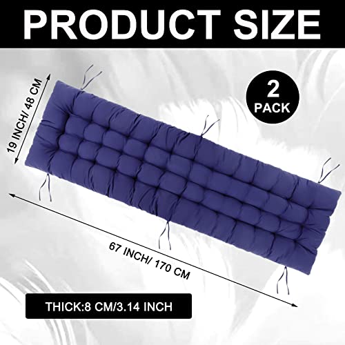 67 x 19 Inch Chaise Lounge Cushions Soft Lounge Chair Cushion Gravity Chair Cushion Sofa Lawn Furniture Cushion Pad with 6 Tie for Outdoor Indoor Patio Home Without Headrest (Navy Blue,2 Pcs) - color: Navy Blue
