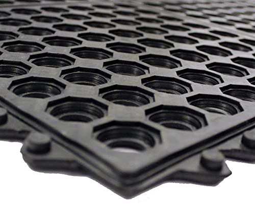 Envelor Interlocking Rubber Floor Mat Restaurant Kitchen Mat for Floor Anti Fatigue Bar Mat Door Mat Non - Slip Mat Indoor Outdoor Shower Pool Drainage Mat Durable Garage Flooring 36 x 36 Inch