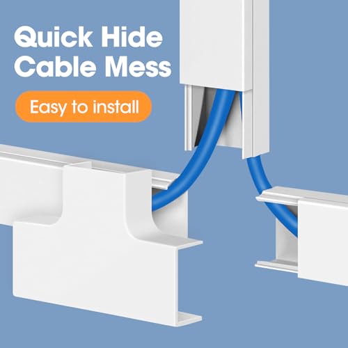 1260in Cord Hider Kit, Cord Covers for Wires on Wall, Paintable Cable Raceway, Cord Hider for Wall Mount tv, tv Cable Hider Wall kit, Wire Covers for Cords, 80X L15.75 X W0.96in X H0.57in, White - color: 1260in