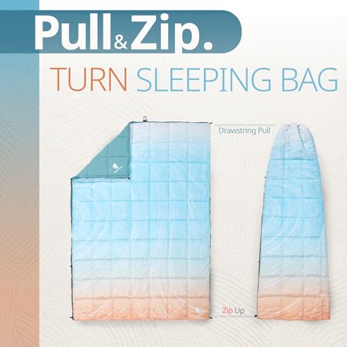 GEERTOP Lightweight Outdoor Camping Blankets for Adults, Compact Travel Blanket for Hiking Backpacking All Weather Sleeping Bag Quilt for Beach, Park, Stadium - color: Light Blue