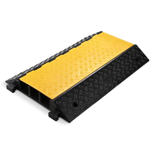Yescom Cable Ramp Protector 3 Channel Garden Hose Protecitive 44000 Lbs Load Capacity Heavy Duty, 35.43"x23.62"x4.33" Speed Bump for Road, Driveway, Walkway and Commercial Use - size: 4.3"H - 3 Channel