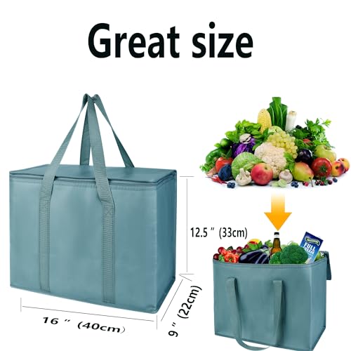 musbus 2Pk Insulated Reusable Grocery Bags, Collapsible Cooler Bag for Groceries, Heavy Duty Large Insulated Bag (Urban Gray) - color: Gray, size: X-large（16w X 12.5h X 9d）