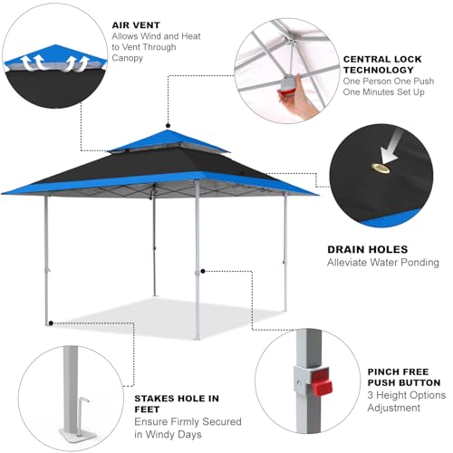 COOSHADE 13x13Ft Pop Up Canopy Tent Instant Folding Shelter 169 Square Feet Large Outdoor Sun Protection Shade(Black) - color: Black1