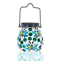 Afirst Mosaic Outdoor Lanterns - Glass Solar Hanging Lights Bee Hollow Out Waterproof Outdoor Decorative for Garden, Patio, Holiday Party Outdoor Decoration - style: Bee