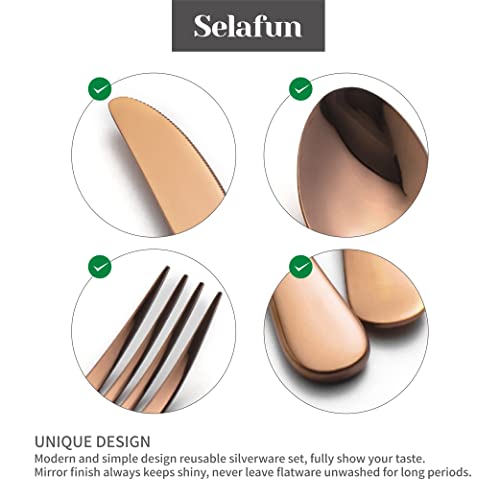 4-pieces Travel Set with Case Portable Silverware Utensils Set for work, Stainless Steel Reusable Flatware Set Cutlery Set for Camping Picnic Hiking Office (8inch, Rose Gold) - color: Rose Gold, size: 8 inch