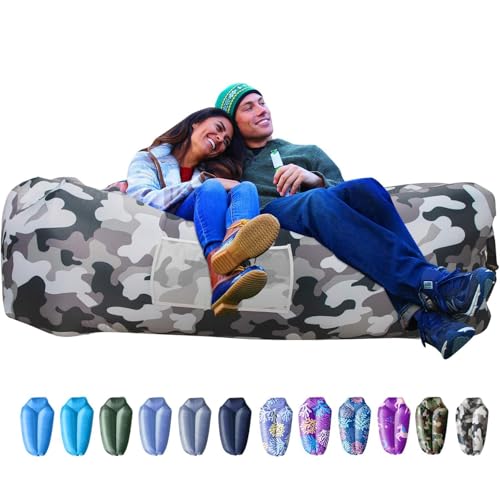 AlphaBeing Inflatable Lounger Beach Chair Accessories, Air Sofa Hammock Inflatable Couch for Camping Backyard Lakeside with Compression Sacks, Ideal Outdoor Gifts for Adults - color: URBAN CAMO