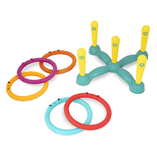 B. toys – Ring Toss Game – Indoor & Outdoor – Sling – a – Ring Toss – 12 Pieces – 5 Pegs & 5 Colorful Rings – for Toddlers, Kids – 3+ Years - style: Ring Toss Game