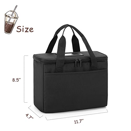 Trunab Reusable 3 Cups Drink Carrier for Delivery with Adjustable Dividers, Insulated Drink Caddy Holder Bag for Take Out, Beverages Carrier Tote with Handle for Outdoors, Patented Design, Black - color: Black
