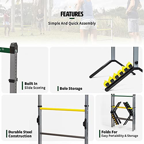 EastPoint Sports Go! Gater Premium Steel Ladderball Set - Features Sturdy Steel Material, Built-in Scoring System, Complete with All Accessories - color: Grey/Yellow