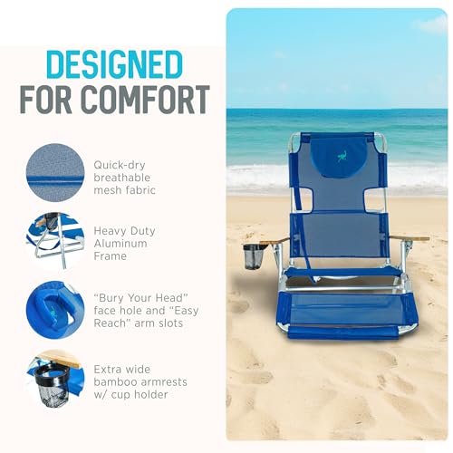 Ostrich the Original 3N1 Lightweight Beach Reclining Lounge Chair with Footrest, Outdoor Furniture for Patio, Balcony, Backyard, or Porch, Blue - color: Blue, style: Standard 3N1