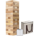 GoSports Giant Wooden Outdoor Stacking Game – Stacks Up to 3 ft – Large Toppling Tower with Case for Yard Games, Family Game Night, Camping, and Parties - color: Brown