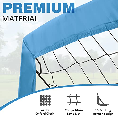 BOHEN 9x5 FT Kids Soccer Goals with Carry Bag, Portable Folding Soccer Net for Backyard Training, Indoor/Outdoor Use for Youth and Adult - color: Blue, size: 9x5ft, 1 Pack