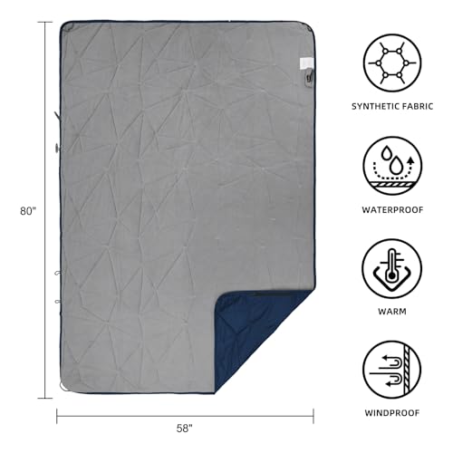 Large Outdoor Waterproof Blanket Extra Thick Fleece Stadium Blanket for Camping, Car, Pet, Picnics - Windproof, Wearable, Machine Washable 80" x 58" (Dark Blue) - color: Dark Blue