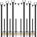 NUERPO 6 Pack String Light Poles,Metal Poles for Hanging Outdoor Light Strings,6 Pack 10 FT Light Poles Stand for Outside Garden,Patio,Wedding,Backyard,Deck,Party - size: 6 Pack 10 FT Light Poles