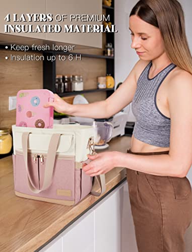 JOYHILL Lunch Bag for Woman, Leakproof Insulated Lunch Box with Shoulder Strap, Adult Reusable Lunch Cooler Tote Bags for Work Picnic Camping Beach (D-PURPLE) - color: D-purple