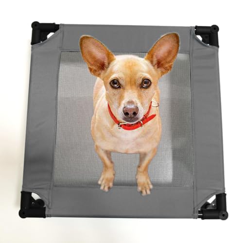 Pozico Elevated Pet Bed with Breathable Mesh for Small Cat and Dog, Raised Cooling Pet Cot for Puppy and Kitty, 18.9x18.9 inch (Dark Gray Bed) - color: Dark Gray Bed