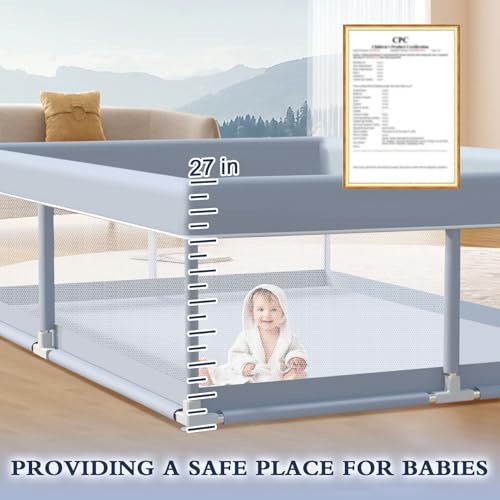 XVISHX 65 x 50 Inch Baby Playpen, Playpen for Babies and Toddlers, Baby Play Pen Playard for Indoor & Outdoor Active Center Game Fence, with Skin-Friendly Fabric and Soft Breathable Mesh, Grey - size: 65 × 50 Inch