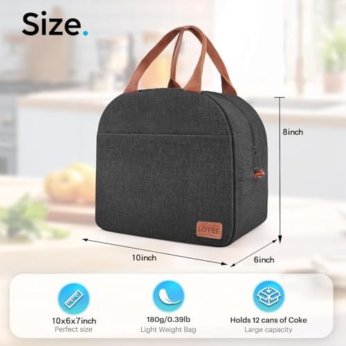Lunch Bag Lunch Box for Women & Men, Large Capacity Insulated Lunch Bag for Adult, Leakproof Reusable Lunch Tote Bags for Work/Office/Travel/Picnic (Black) - color: Black