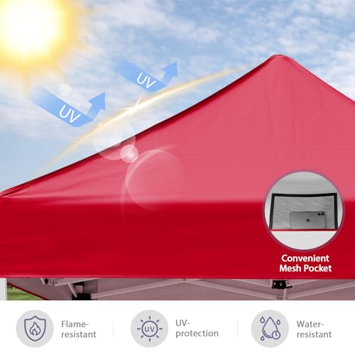 5x5 Pop Up Canopy Tent, Instant Portable Beach Canopy, Outdoor Tent with Carry Bag for Camping, Sports, Tailgating, Events, Burgundy - color: Burgundy, size: W/O Wall