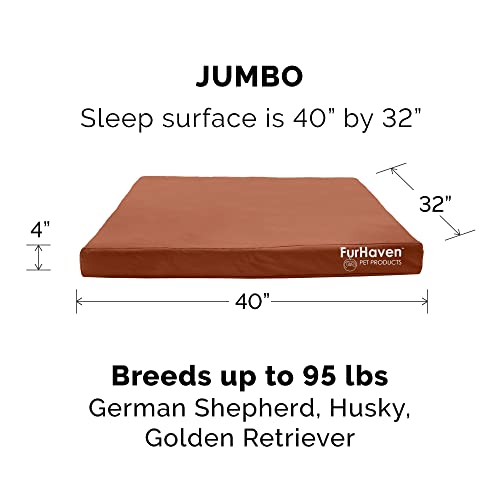 Furhaven Replacement Dog Bed Cover Water-Resistant Indoor/Outdoor Logo Print Oxford Polycanvas Mattress, Washable - Chestnut, Jumbo (X-Large) - color: Chestnut, size: Jumbo