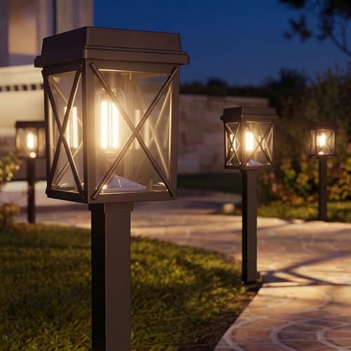 XMCOSY+ 12 Pack Solar Pathway Lights, 50LM Bright Garden Lights Solar Powered, Long Lasting Outdoor Solar Lights for Yard Backyard Driveway Walkway Landscape Path (Warm/Cool White) - size: 12 Pack