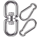 Swing Swivel, Heavy Duty 304 Stainless Steel Double Ended Hanging Eye Hook Hanger with Snap Hooks for Heavy Bag, Gym Equipment, Aerial Yoga, Hammock Chair, Outdoor Playground Swing Set - size: M8 Swivel Eye Hook - 1 Pack
