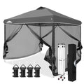 EAGLE PEAK 10x10 Outdoor Easy Pop up Canopy with Netting, Instant Screen Party Tent with Mesh Side Walls, Gray - color: Gray