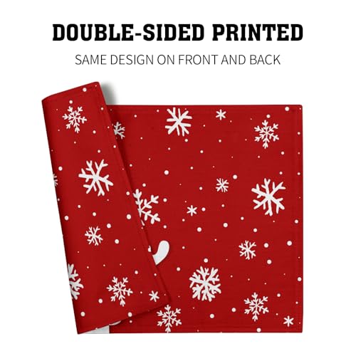 Christmas Reindeer Placemats Set of 4, 12x18 Inch Funny Xmas Red Snowflakes Winter Seasonal Heat Resistant Washable Place Mats for Kitchen Dining Table Indoor Holiday Party Decor - color: Christmas Reindeer