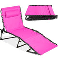 Best Choice Products Patio Chaise Lounge Chair, Portable Outdoor Folding Recliner for Lawn, w/ 8 Positions, Handles, 300lb Capacity - Hot Pink - color: Hot Pink